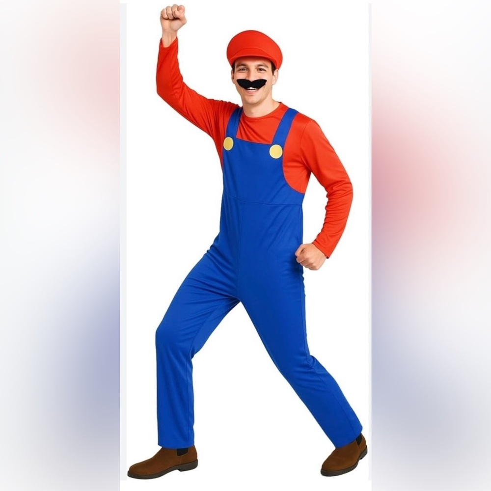 Adult Super Mario Brothers Costume
Men's Red Plumber Outfit Hat ...